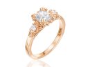 Antique Setting Cushion Diamond Engagement Ring 14k Rose Gold
