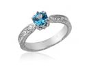 Blue Topaz Pave White Gold Engagement Ring