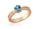 Blue Topaz Pave Rose Gold Engagement Ring