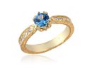 Blue Topaz Pave Engagement Ring