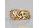 Curved Gold ring with Engagement Ring