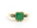 Antique Setting Emerald Engagement Ring 14k Gold