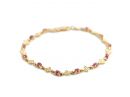 Antique Chain Ornamental Ruby Bracelet 14k Gold