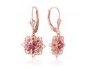 Oriental Ruby Hanging Earrings Rose Gold