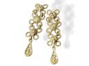 Bride Floral Filigree Earrings  in Yellow Gold