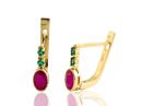 Fine Gemstone Earrings Emerald & Ruby 14k Yellow Gold