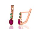 Fine Gemstone Earrings Emerald & Ruby Rose Gold