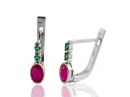 Fine Gemstone Earrings Emerald & Ruby White Gold