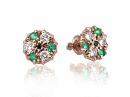 Victorian Style Emerald and Diamond Stud Earrings in Rose Gold 