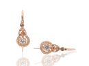 Antique Style Diamond Drop Earrings 14k Rose Gold