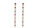 Multi Gemstone Bar-Drop Link Earrings Rose Gold
