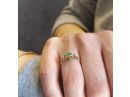 Green Flower Gold Ring