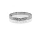 White Gold Classic Thin Cylinder Wedding Band Vintage Carvings