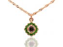 Rough Diamond & Emerald Rose Gold Pendant Necklace