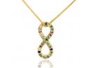 Pave Gemstone Infinity Gold Necklace