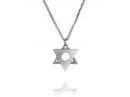 White Gold Artistic Star of David Pendant Necklace