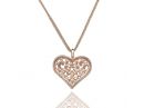 14k rose Gold Art Nouveau Necklace With A Heart Flower Pendant (necklaces)