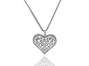 14k white Gold Art Nouveau Necklace With A Heart Flower Pendant (necklaces)