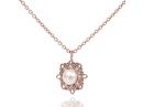 Antique Rose Gold Pearl Pendant Necklace  