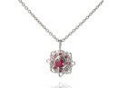 White Gold Antique Ruby Pendant Necklace 