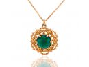 Baroque Inspired Green Pendant Necklace Rose Gold