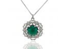 Baroque Inspired Green Pendant Necklace White Gold