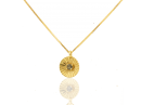 Rough Diamond Textured Gold Circle Medallion