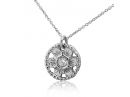 Antique Pearl Flower Pendant Necklace White Gold 