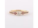 Antique 18k Gold Diamond & Ruby Pave Ring Yellow Gold