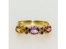 Multi Stone Crown Ring Solid Gold