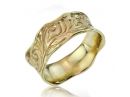 Art Nouveau Inspired Engraved Gold Band 