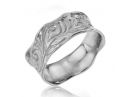 Art Nouveau Inspired Engraved White Gold Band 