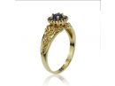 Sapphire Halo Flower Ring 14k Gold