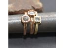 Geometric Solid Gold and Diamond Set Rings 