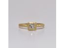 Princess Cut Matte Solid Gold Finish Engagement Ring 