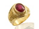 Embellished Yellow Gold Large Ruby Gypsy Ring