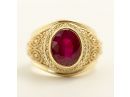 Embellished Gold Large Ruby Signet Ring