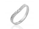 Curved Vintage Engraved Ring White Gold