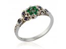 Floral Emerald &  Sapphire Cluster Ring