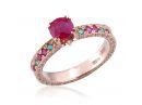 Rose Gold Ruby Pave Engagement Ring