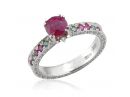 White Gold Ruby Pave Engagement Ring