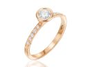 Pave Diamond Bezel Set Engagement Ring 