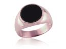 Round Onyx Gem Cocktail Ring Rose Gold  