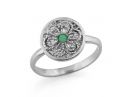 Emerald Filigree Round Gold Ring