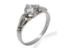 Art Nouveau Solitaire Diamond Engagement Ring White Gold