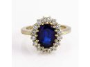 Victorian Style Sapphire Rose Gold Halo Ring 