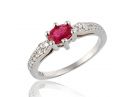 Antique Ruby Glittering White Gold Ring