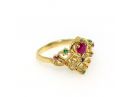 Ruby and Emerald Royal Crown Ring Yellow Gold