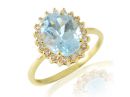 Victorian Style Floating Halo Blue Topaz Ring 14k