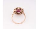 Victorian Style Floating Halo Ruby Ring 14k Gold 
